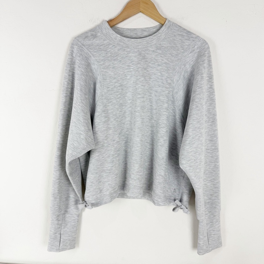 Sweaty Betty Sand Wash Gray Space Dye Crew Neck Side Tie Sweatshirt - Picture 2 of 9